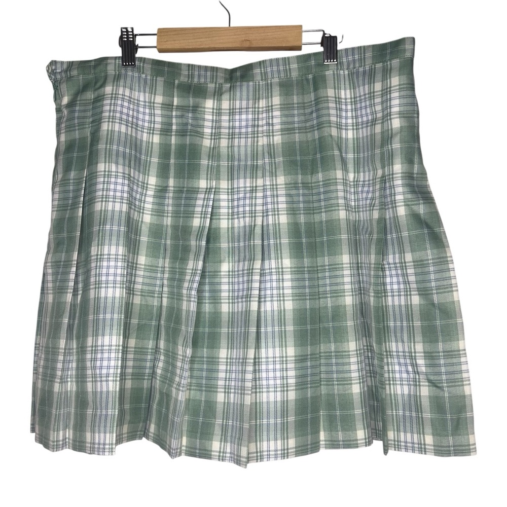 Teddy Fresh Green Plaid Preppy A-Line Skirt